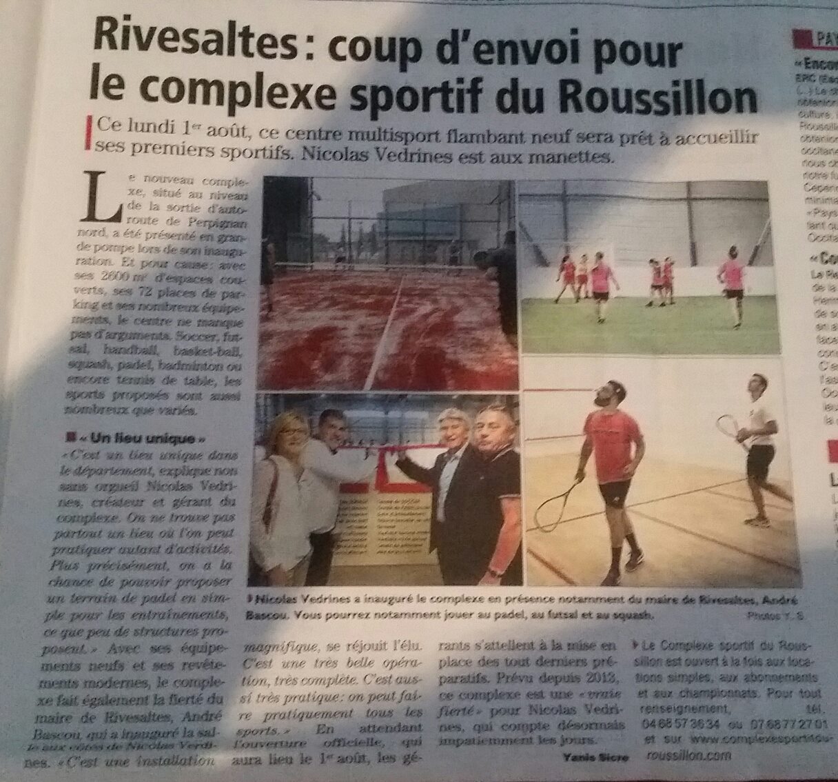 Inauguration du Complexe Sportif du Roussillon